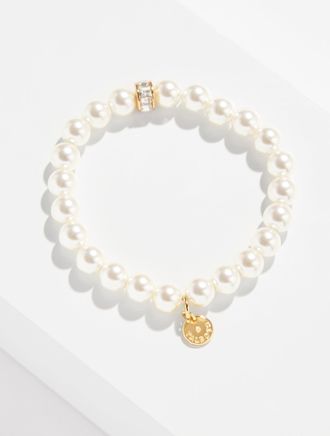 Talbots Classic Pearl Stretch Bracelet - Ivory Pearl/Gold - 001 Talbots