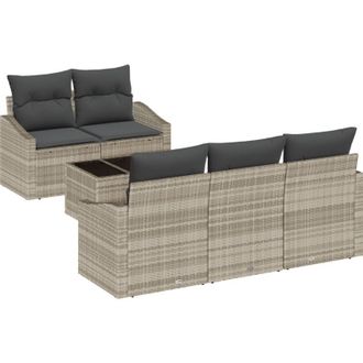 vidaXL Vidaxl - Conjunto De Sof&aacute; De Jard&iacute;n 6 Pcs Gris Claro 55 X 55 X 37 Cm