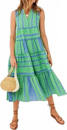 Devotion Twins Tanzanitis Midi Dress In Green/blue