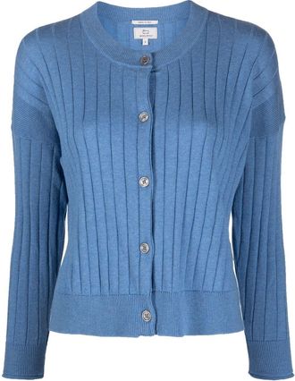 Woolrich Cotton Ribbed Cardigan - women - Cotton - L - Blue