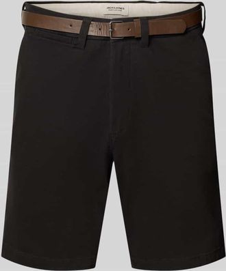 Jack & Jones Jack & Jones Straight Fit Shorts mit abnehmbarem G&uuml;rtel Modell Adam in Black, Gr&ouml;&szlig;e XXL