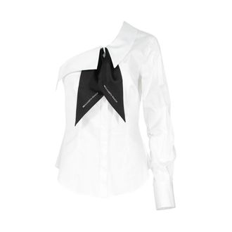 Elisabetta Franchi Shirts, female, White, Size: L Slim Fit Shirt with Scarf