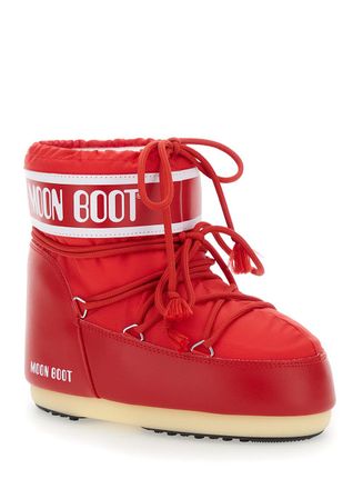 Moon Boot Logo-Print Technical Fabric Snow Boot - Red