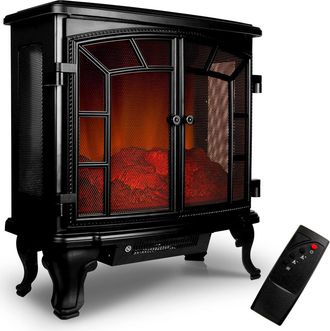 Deuba Monzana Chimenea El&eacute;ctrica Con Mando A Distancia Y Termoventilador Negro 2000v Decoraci&oacute;n Interior Sal&oacute;n 69x36x66cm