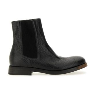 Uma Wang Chelsea Boots, male, Black, Size: 11 US Textured Leather Chelsea Boots