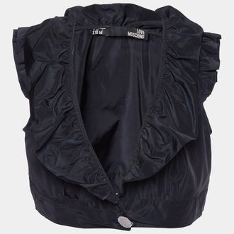 Love Moschino Black Synthetic Ruffled Sleeveless Cropped Shrug