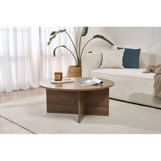 Dmora Mesa De Centro Simbario, Forma Redonda, Tablero De Madera Nobilitada, Color Marr&oacute;n, 90x90x40h Cm Nogal