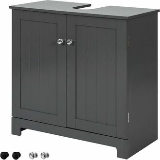 SoBuy Armario Lavabo con Pie,Armario de Baño con 2 Estantes,60 x 30 x 60cm Gris BZR18-DG Sobuy es