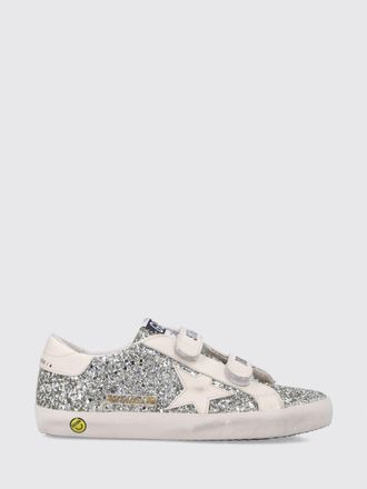 Golden Goose Kids Old School Trainers in Leather and Glitter Mesh with Hook-and-Loop Closure