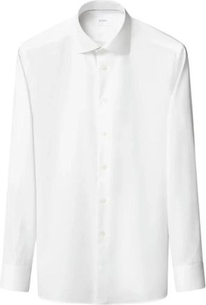 Eton Semi Solid Katoen Lyocell Overhemd - Heren - Zakelijke Overhemden - Wit - L - Katoen - Overhemden
