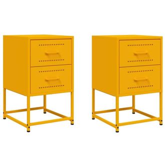 Berkfield Home Bedside Cabinets 2 pcs Mustard Yellow 36x39x60.5 cm Steel