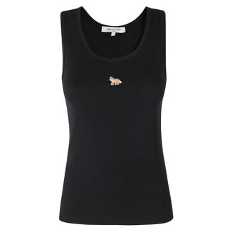 Maison Kitsun&eacute; Sleeveless Tops, female, Black, Size: XS Baby Fox Tank Top