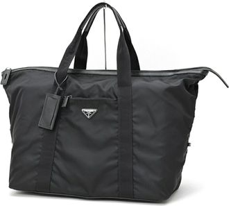 Prada Black Fabric Leather Boston Bag (Pre-Owned)