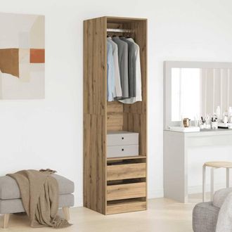 Berkfield Home Wardrobe Artisan Oak 50x50x200 cm Engineered Wood in Brown | Size: 50 x 50 x 200 cm