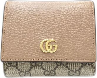 Gucci Beige Pink Beige Canvas Leather Wallet (Bi-Fold) (Pre-Owned)