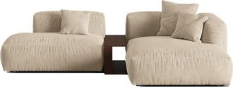 MICADONI Modulares 3-Sitzer Design Ecksofa Martina inkl. Beistelltisch - Samtbezug Light Beige