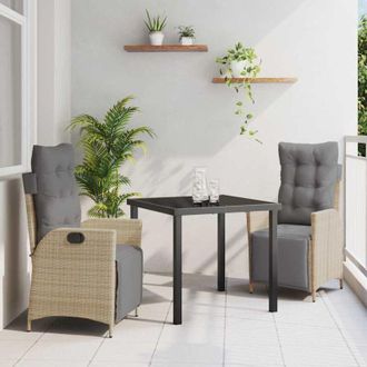 vidaXL Conjunto De Comedor De Jard&iacute;n 3 Pcs Beige Polirat&aacute;n Vidaxl