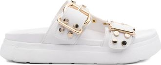Bugatti buckle-studded slides - women - Polyurethane/Rubber/Polyurethane - 36 - White