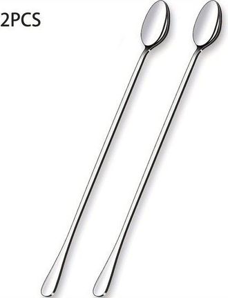 No Brand Cuchara De Caf&eacute; De 29 Cm, Larga, De Acero Inoxidable, Para Cafeter&iacute;as, Helados, C&oacute;cteles, T&eacute; Helado Y Accesorios Para Cafeter&iacute;as (juego De 2)
