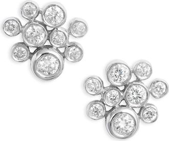 Meira T Diamond Cluster Stud Earrings in Silver at Nordstrom