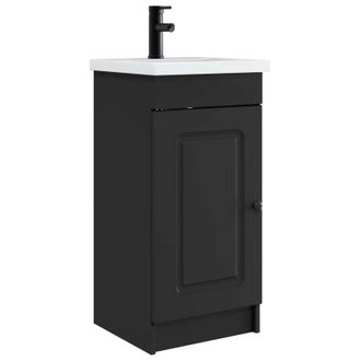 vidaXL Vanidad De Ba&ntilde;o Con Lavabo Negro 42 X 40 X 84,5 Cm Vidaxl