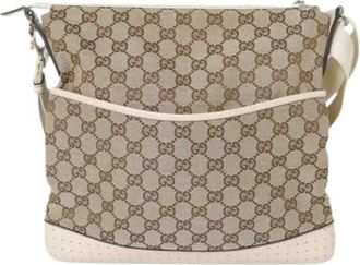 Gucci Pre-owned GG Canvas Shoulder Bag - Dames - Vintage Schoudertas - Beige - ONE Size - Leer - Vintage