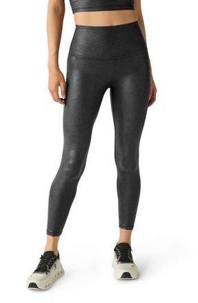 Beyond Yoga High Waist Rib Midi Leggings in Black Foil at Nordstrom Rack, Size X-Small