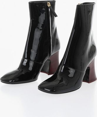 Chlo&eacute; Stivaletti JANIS in Vernice con Punta Squadrata e Zip Laterale Tacco 8cm Chloe