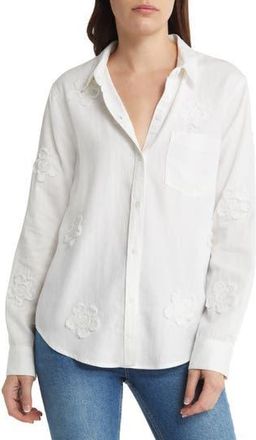 Rails Ingrid Floral Appliqu&eacute; Button-Up Shirt in White Daisy Applique at Nordstrom Rack, Size Medium