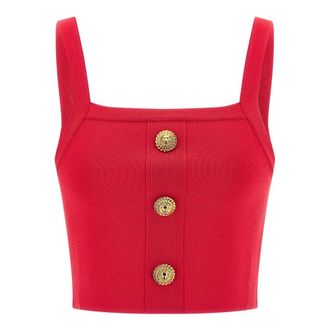 Balmain Knit Bralette Top with Buttons