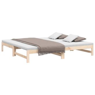 Berkfield Home Pull-out Day Bed 2x(90x200) cm Solid Wood Pine in Light Tan