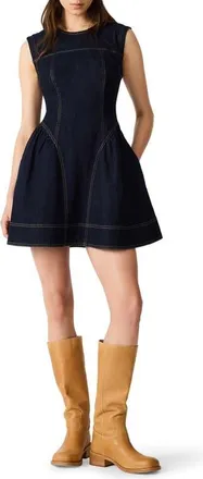 Steve Madden Melinda Sleeveless Fit & Flare Denim Dress in Indigo Haze at Nordstrom, Size X-Large
