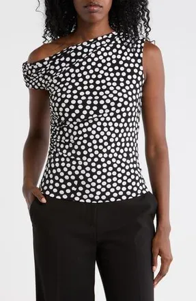 Renee C Asymmetric One-Shoulder Top in Black/Ivory at Nordstrom Rack, Size X-Large