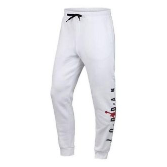 Nike Jordan Mens Air Jordan Logo Printing Stay Warm Fleece Lined Bundle Feet Sports Pants/Trousers/Joggers White CK1451-100
