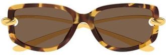Bottega Veneta BV1440SA Rectangle Sunglasses in Havana at Nordstrom