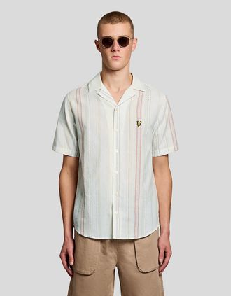 Lyle & Scott Lyle And Scott Mens Short Sleeve Zig Zag Stripe Shirt - White - Size: 40/Regular