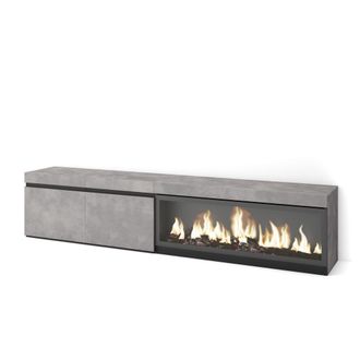 Skraut Home Skraut Home - Mueble Tv, Televisi&oacute;n, Muebles De Sal&oacute;n, Almacenaje, 210, Para Tv Hasta 80, Chimenea El&eacute;ctrica Xxl, Estilo Moderno, Gris Cemento