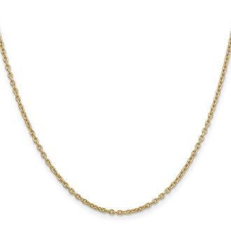 Diamond2Deal 10k Yellow Gold 2mm Round Open Link Cable Chain Necklace