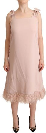 P.A.R.O.S.H. P. A.R. O.S. H. Polyester Sleeveless Midi Feather Shift Womens Dress