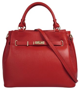 Samantha Look Henkeltasche SAMANTHA LOOK, Damen, Gr. B/H/T: 34cm x 27cm x 17cm onesize, rot, Leder, leicht gl&auml;nzend, unifarben, Taschen Henkeltasche, echt Leder, Ma