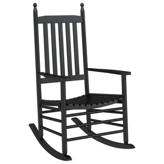 vidaXL Mecedora Con Asiento Curvo Madera Maciza De &Aacute;lamo Negro Vidaxl