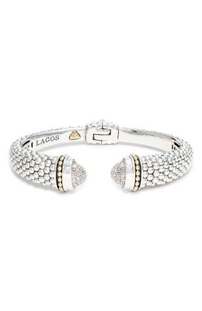Lagos Caviar Diamond Cuff in Silver at Nordstrom, Size Medium