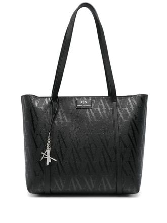 A|X Armani Exchange logo-pattern tote bag - women - Polyurethane - OS - Black