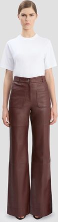 Victoria Beckham Leather Alina Trouser In Burgundy 10