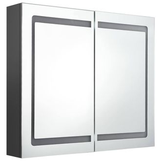 Berkfield Home LED Bathroom Mirror Cabinet Grey 80x12x68 cm | Size: 80 x 12 x 68 cm