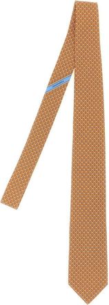 Ferragamo Orange Signature Printed Tie