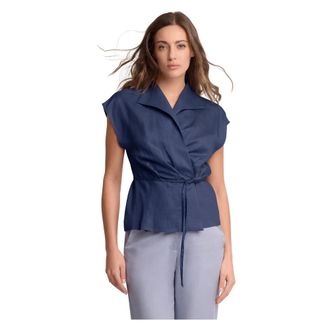 Kocca Blouses, female, Blue, Size: XL Professional Wrap Around Top