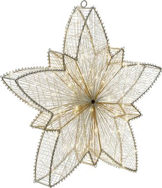 Beliani Decoraci&oacute;n Led Interior Exterior Navidad Accesorio Estrella Colgante Luces Iluminaci&oacute;n Metal Plata Hofsos