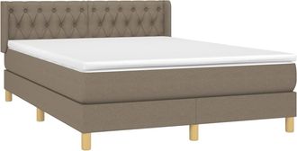 vidaXL Vidaxl - Cama Box Spring Con Colch&oacute;n Tela Gris Taupe 140x190 Cm