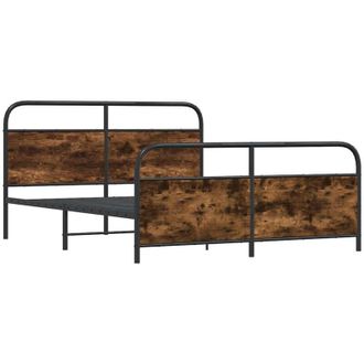 vidaXL Vidaxl - Metal Bed Frame without Mattress Smoked Oak 180x200 cm Super King